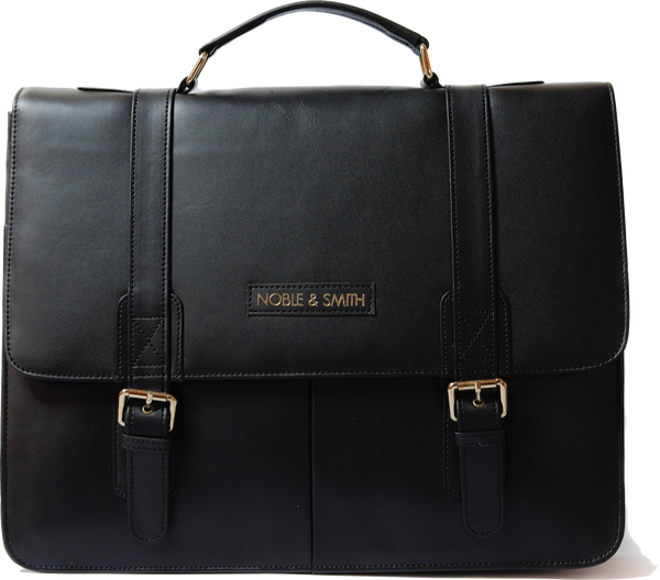 Black leather briefcase