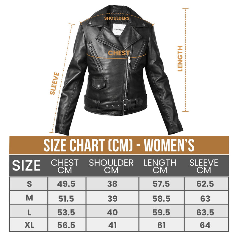 Womens leather jacket size chart